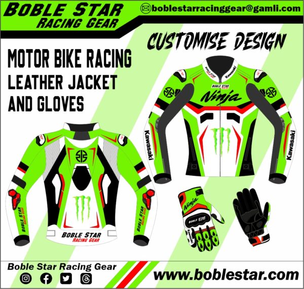 Motor Bike Racing Leather Jacket And Gloves